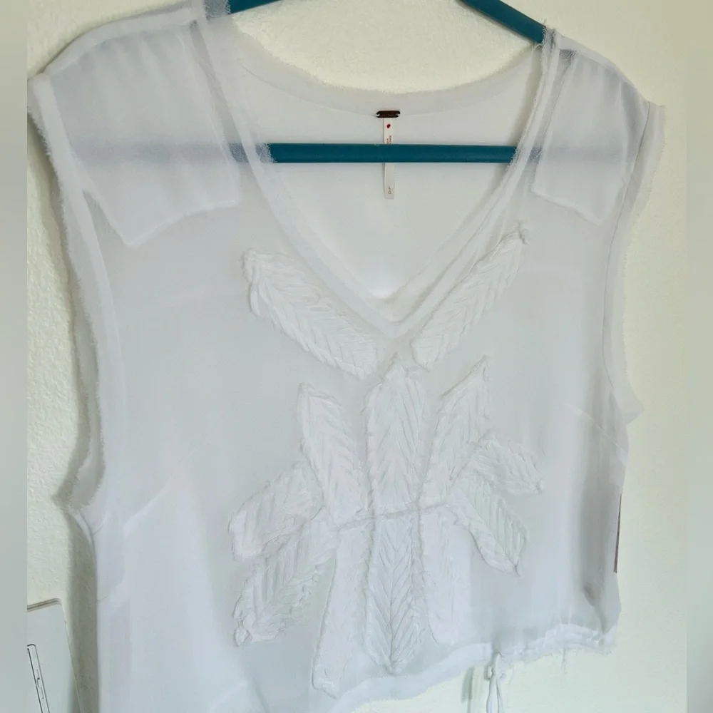 NWT | Free People Pennies Storytellers Sheer Raw Edge Top - Picture 6 of 8
